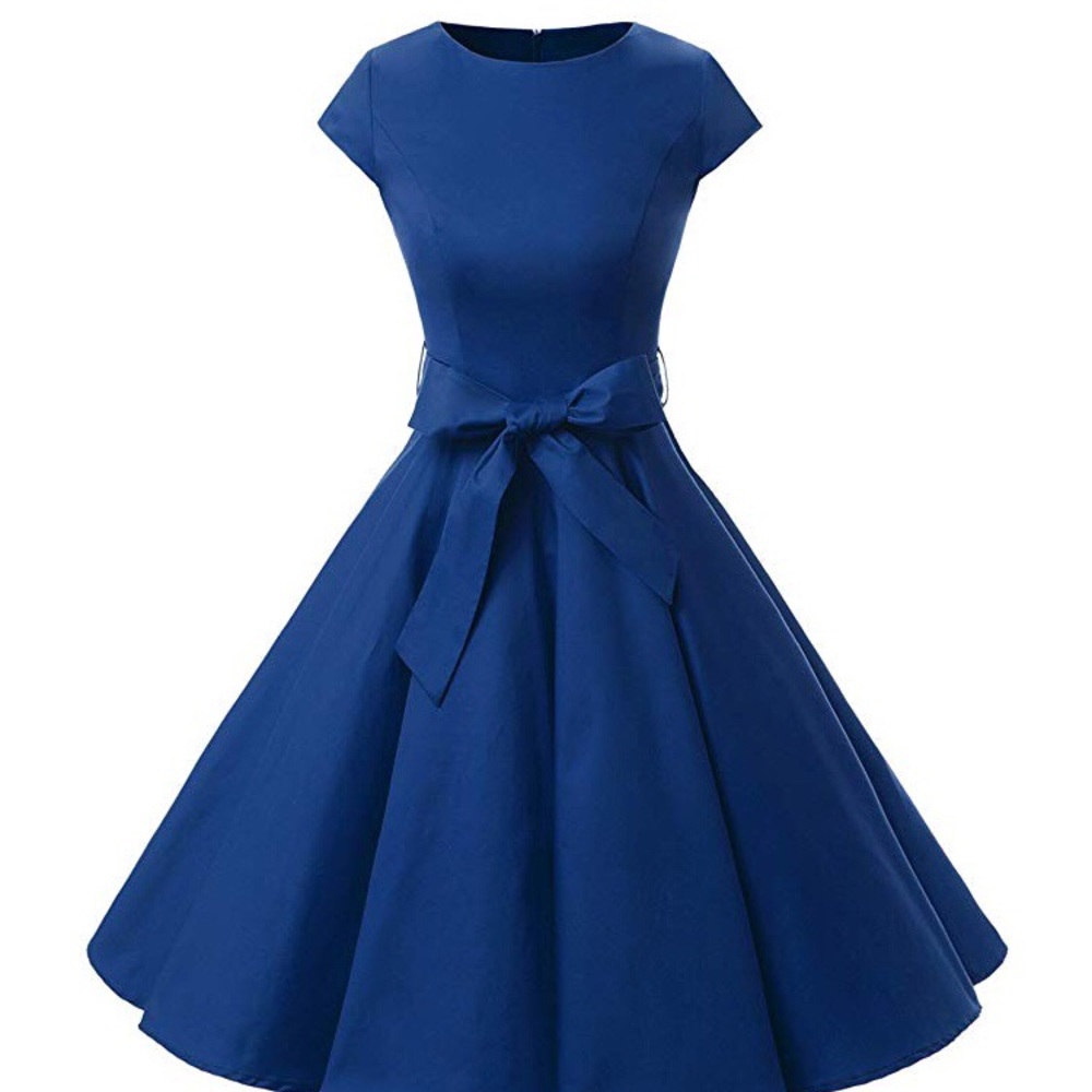 Royal blue dress, vintage inspired style
